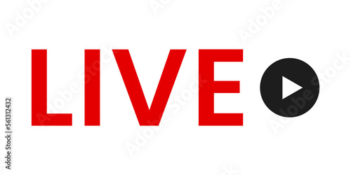 live icon red with play button icon on transparent background photo