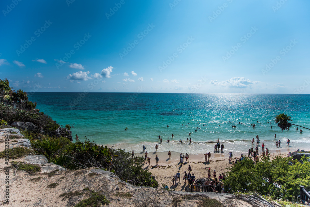 the Caribbean sea seen from the Tulum fortress 1
