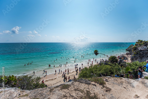 the Caribbean sea seen from the Tulum fortress 2