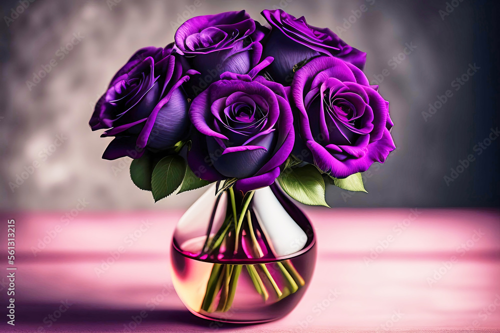 Bouquet Of Dark Purple Roses