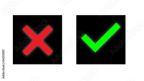 check mark and cross, right wrong sign icon png in square box, red and green color right wrong png