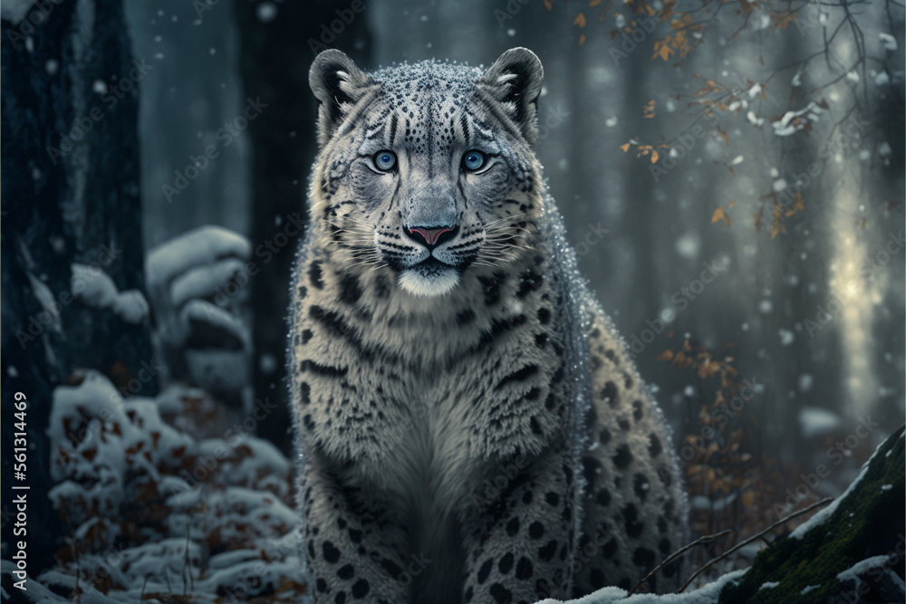 Fototapeta premium Snow Leopard in the Forest