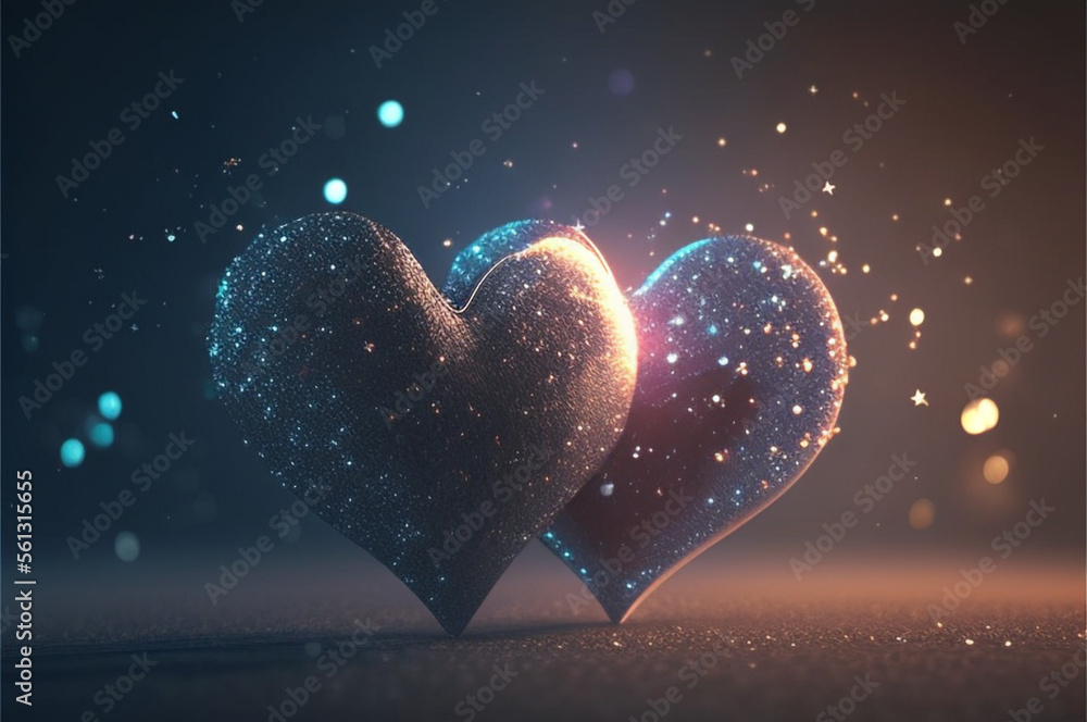 Fondo Dos Corazones Lila Amor - Love Hearts background - Generative AI