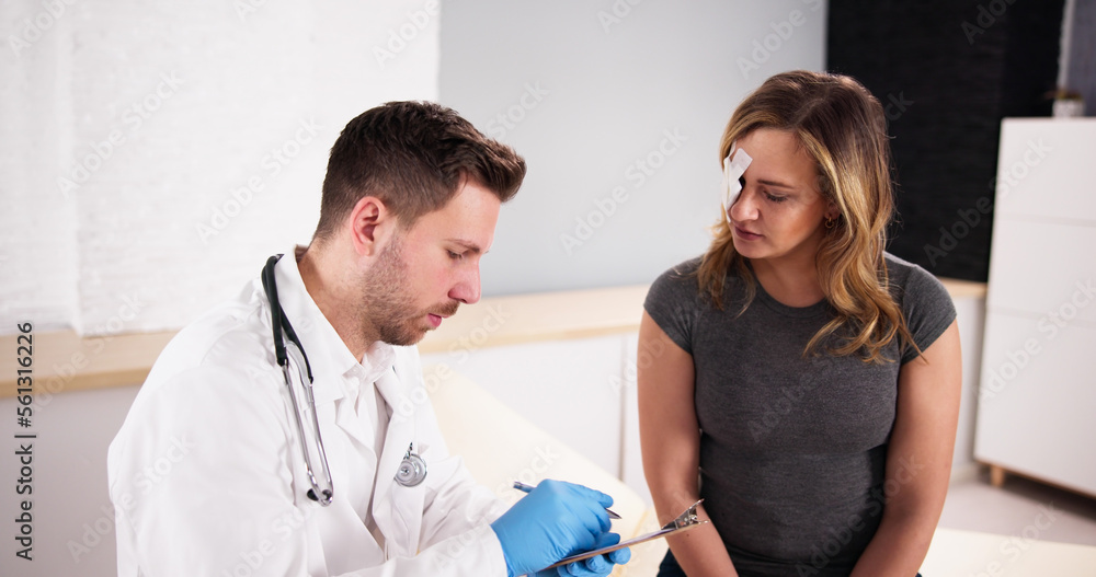 Eye First Aid Care By Doctor. Medicine Plaster Eye First Aid Care By Doctor. Medicine Plaster