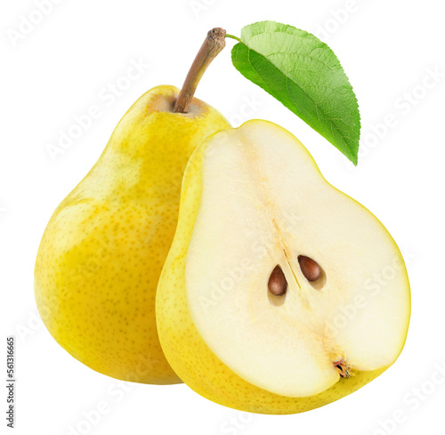 Halved yellow pears cut out