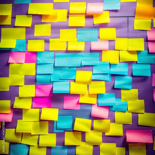 Sticky notes on a wall. 