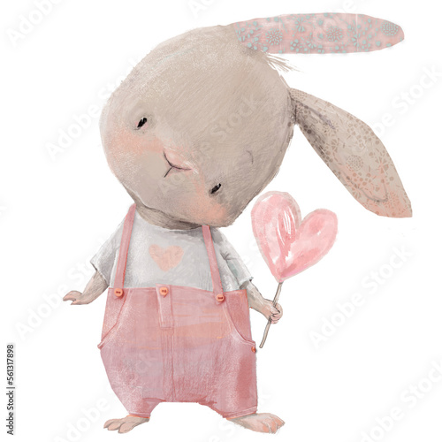cute cartoon hare with pink pants