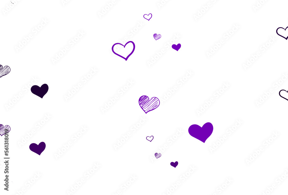 Light Purple vector template with doodle hearts.