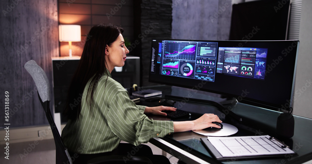 Bored Sad Employee Working On Computer