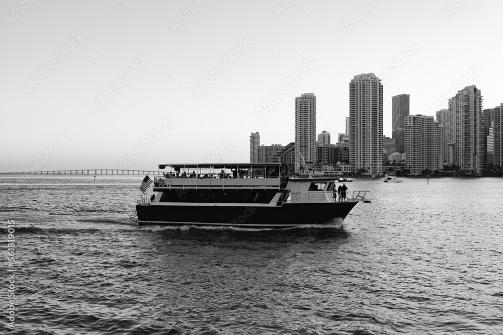 boat on the river sea miami people vacation 