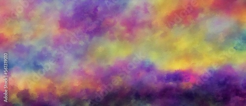 A Multicolored Sky With Clouds, Imaginative Abstract Texture Background. Graphic.