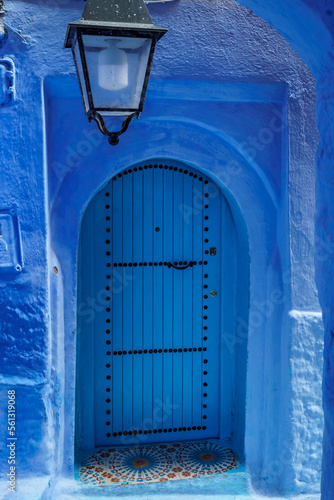 Morocco. Chefchaouen. An old typical blue door © BTWImages