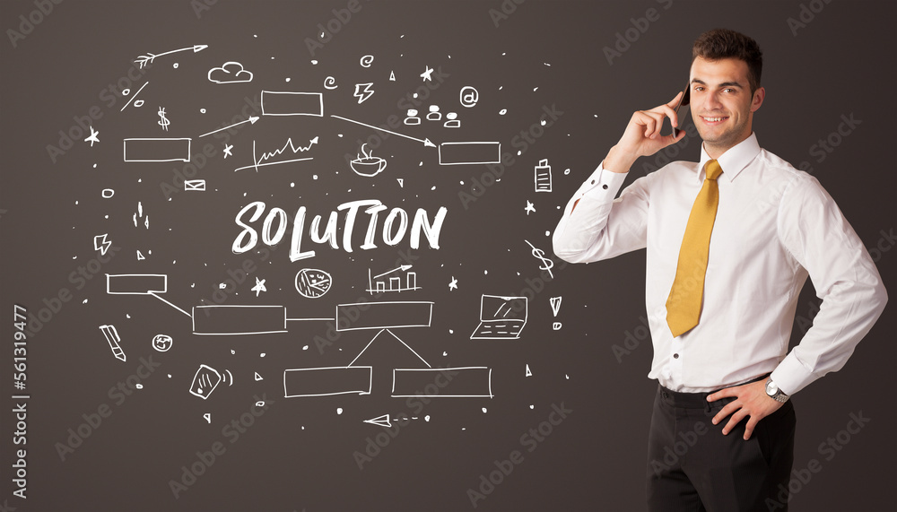 Businessman thinking with educational inscription Businessman thinking with educational inscription