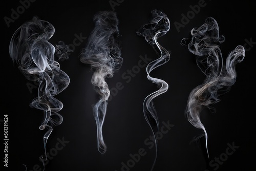 Intense smoke and fog whisps in black and white photo