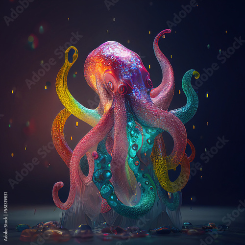 Crystal Octopus Generative Ai Statue