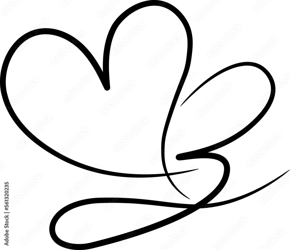 Hand drawn line art with heart shape. Hand drawn line art with heart shape.