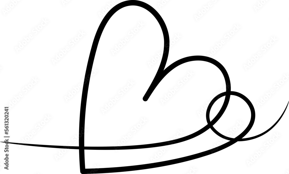Hand drawn line art with heart shape. Hand drawn line art with heart shape.