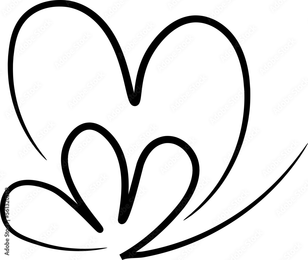 Hand drawn line art with heart shape. Hand drawn line art with heart shape.