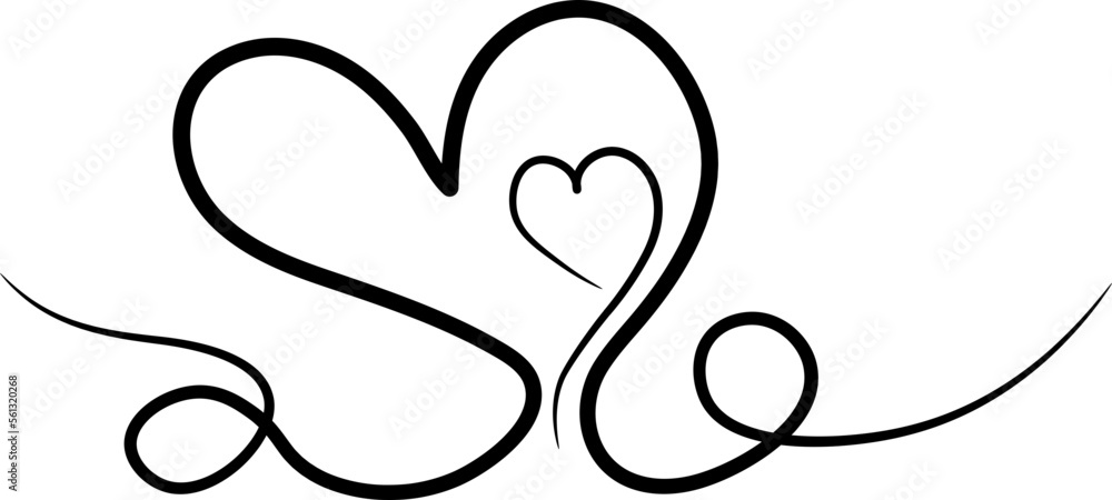 Hand drawn line art with heart shape. Hand drawn line art with heart shape.