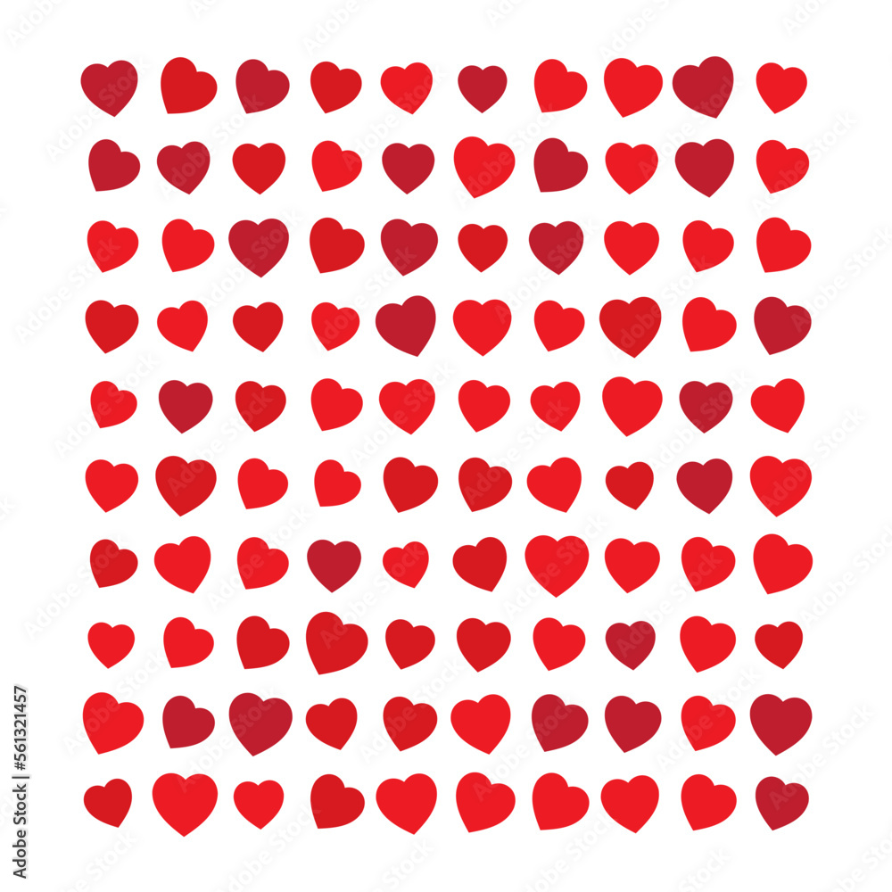 .one hundred hearts , matrix of love 10x10 .one hundred hearts , matrix of love 10x10