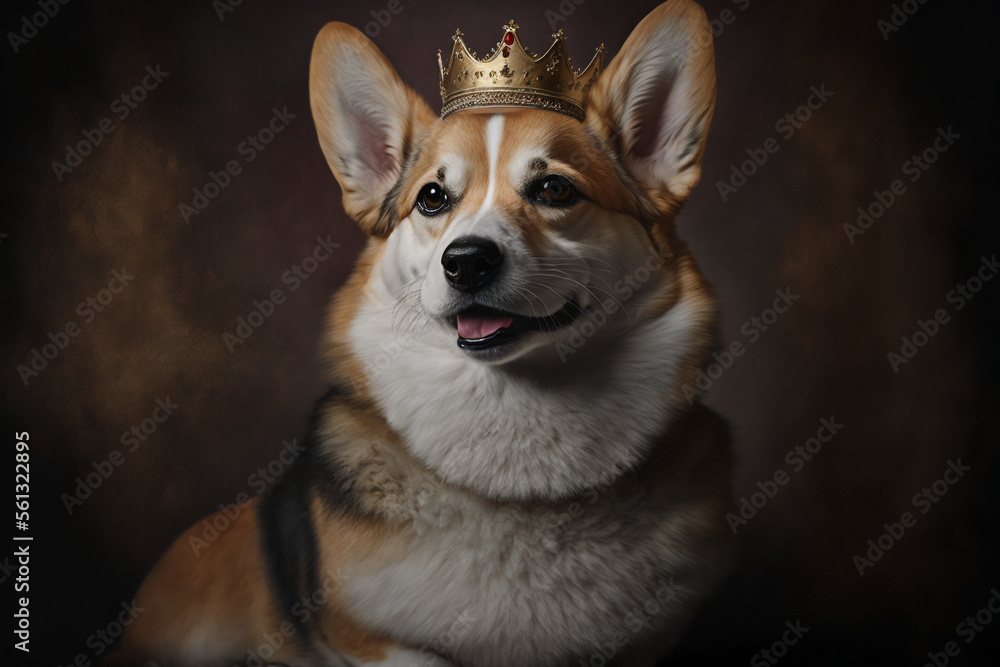 Corgi dog wearing a crown. Corgi dog wearing a crown.