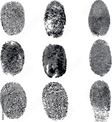 Fingerprint silhouette set, dactylogram, EPS Vector