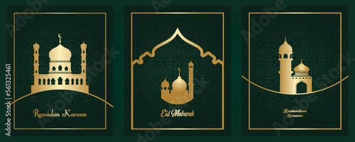 Ramadan Kareem & Eid Mubarak festival Islamic design. mosque dome silhouette with place for text greeting card and banner. Modern Style illustration.