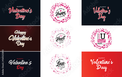 Happy Valentine s Day greeting card template with a cute animal theme and a pink color scheme