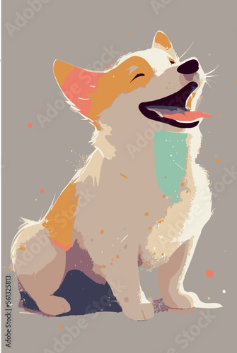Cute adorable corgi dog vector art. Cartoon drawing of happy puppy isolated. Adorable domestic canine. Pure breed. Smiling puppy. Hand drawn pet. Colorful poster of cute house pet. fun sticker.