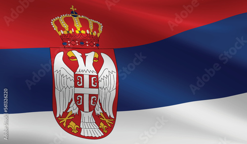Serbia flag background.Waving Serbian flag vector photo