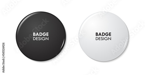 Realistic White Black Badge Set Glossy Element Mockup Template