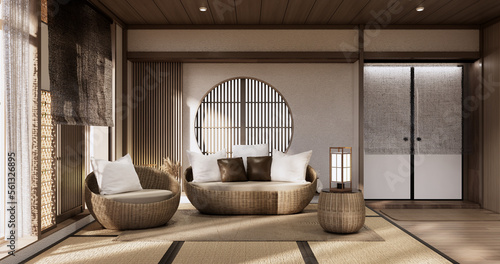 Muji Sofa armchair on Living room empty japandi style. © Interior Design