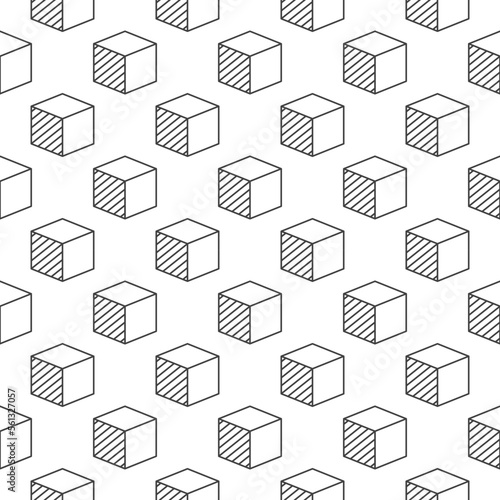3D Printed Cube geometric pattern - vector seamless background