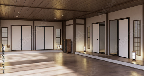 Muji style  Empty wooden room Cleaning japandi room interior 