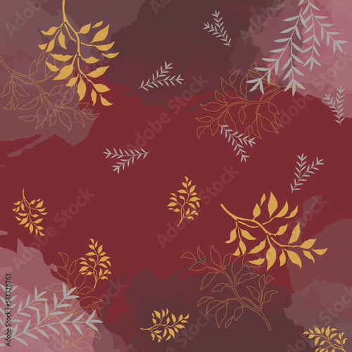 square scarf design template with abstract floral pattern