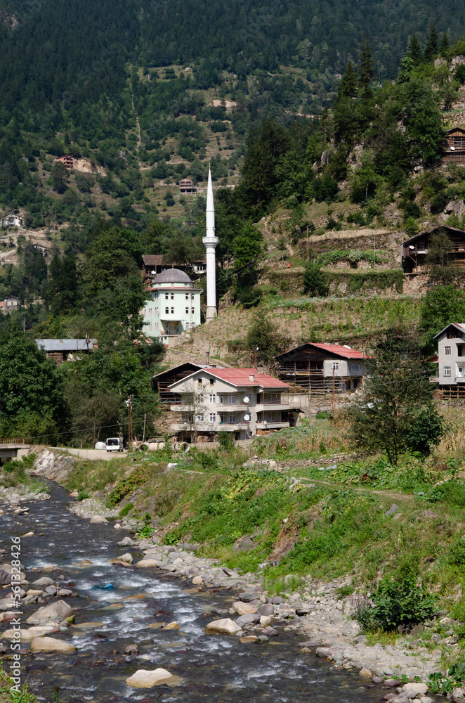 Trabzon, Turkey. 6th September 2014.A mosque in a typical Black Sea Mountain village, eastern Turkey .