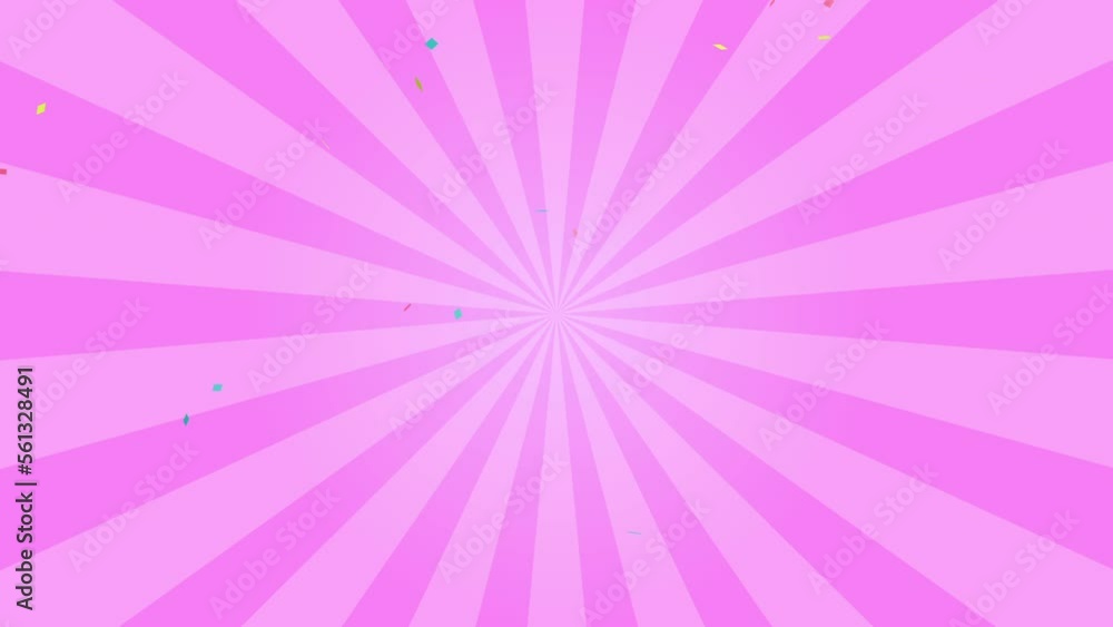 Pink sunburst with scattered confetti Pink sunburst with scattered confetti