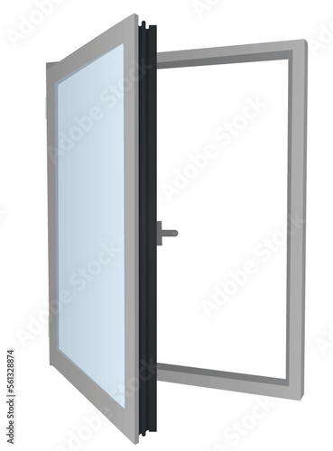 Opened PVC  window. vector illustration