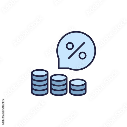 Coins vector Inflation and Financial Crisis concept colored icon