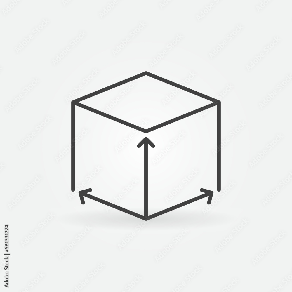 Cube Dimensions vector concept icon in outline style Cube Dimensions vector concept icon in outline style