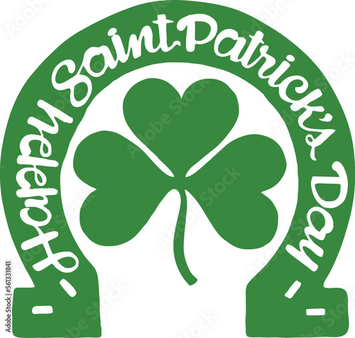 happy saint patricks day horse shoe and shamroc