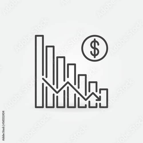 Falling Chart vector Hyperinflation concept outline icon or sign