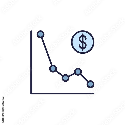 Falling Graph vector Inflation or Hyperinflation concept colored icon