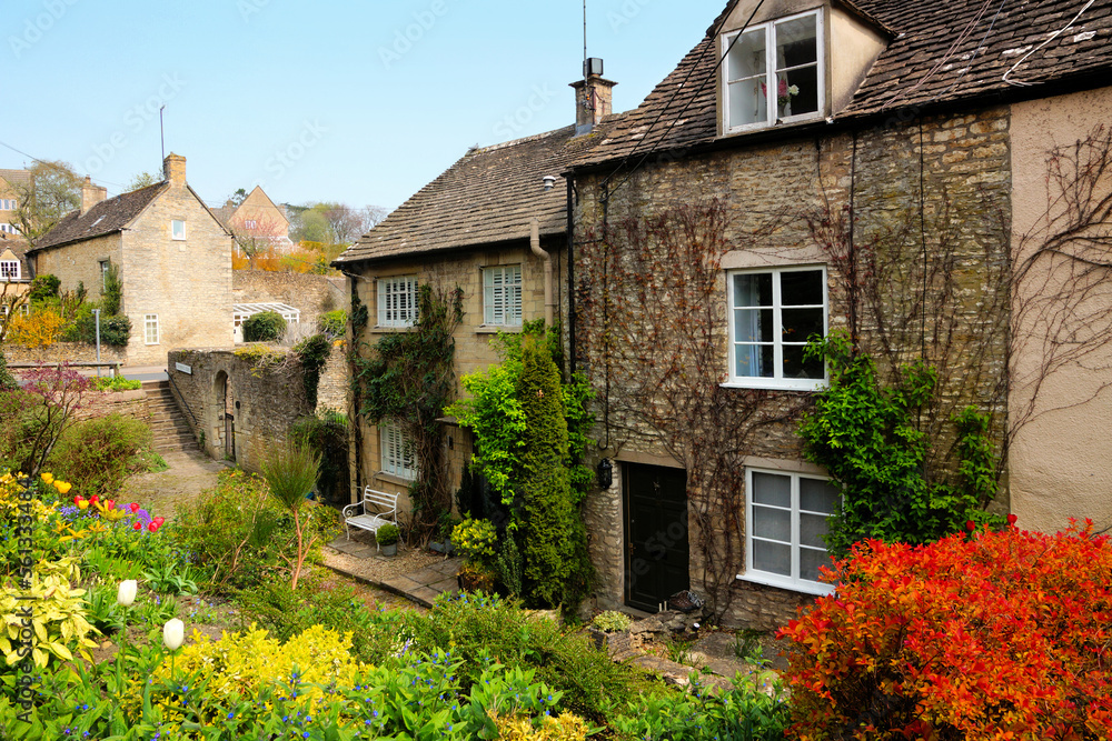 Scenic Chipping Steps of the Cotswolds village of Tetbury during springtime, England