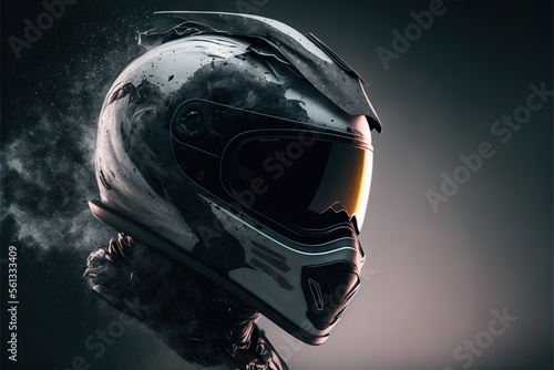 a helmet with smoke coming out of it photo