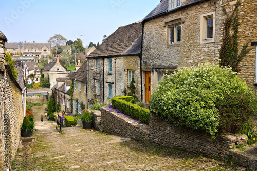 Picturesque Chipping Steps of the Cotswolds village of Tetbury, England photo
