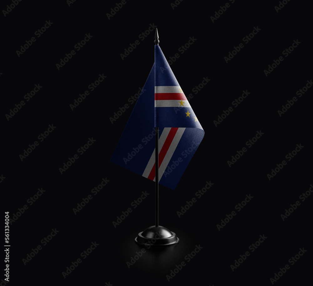 Small national flag of the Cape Verde on a black background