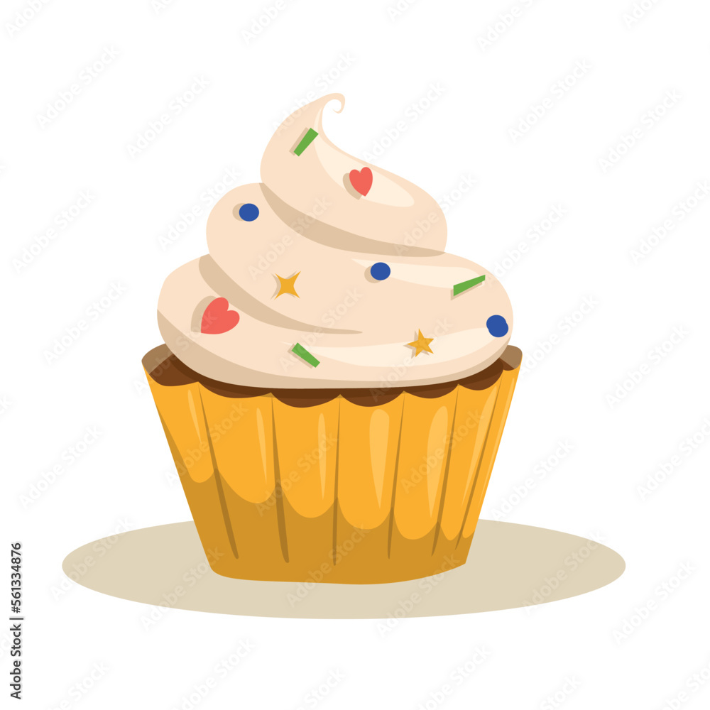 Isolated sweet cupcake with cream and sprinkles. Isolated sweet cupcake with cream and sprinkles.