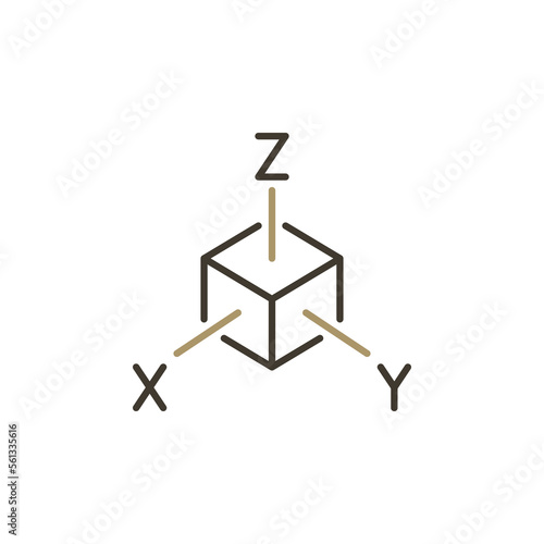 X Y Z Axis cube vector Tridimensional Coordinate Spaces colored icon