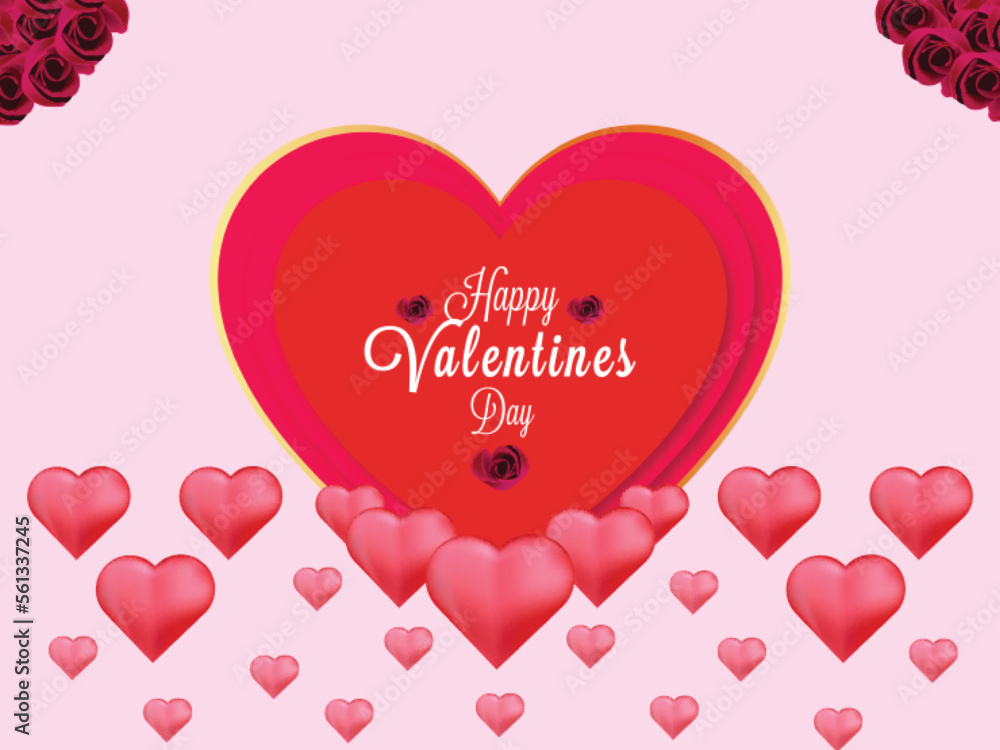 Beautiful happy valentines day heart and line on background design 27